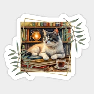 Book Nook Cat Sticker